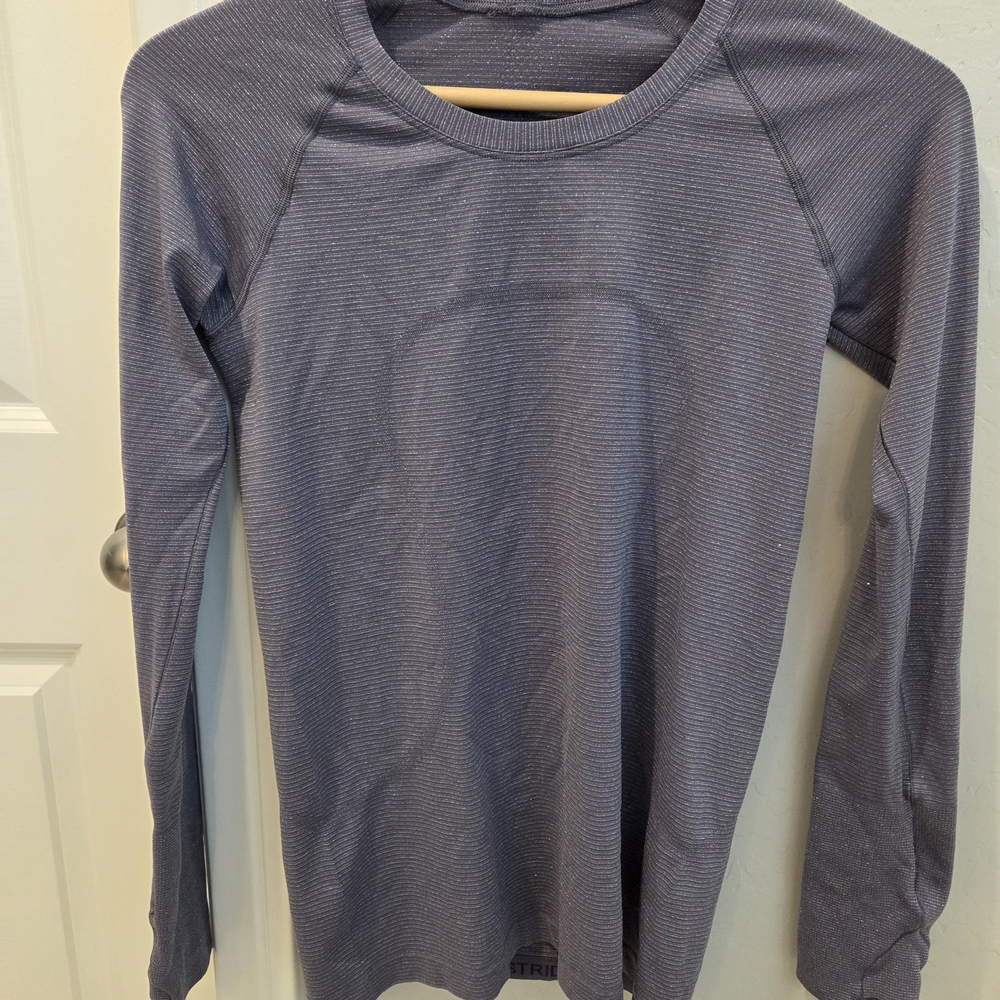 NWOT Lululemon Swift Stride Purple Sparkle Long Sleeve Shirt With Thumbholes